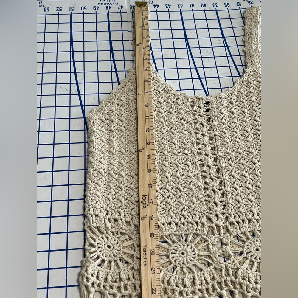 DAYTRIP CROCHETED TANK WITH FRINGE CREAM SZ XSM FESTIVAL SUMMER PARTY BEACHY - Picture 6 of 7